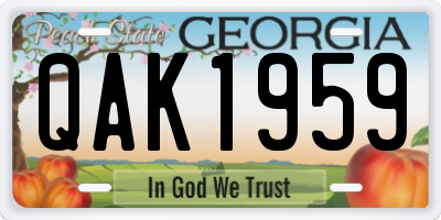 GA license plate QAK1959