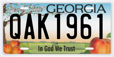 GA license plate QAK1961
