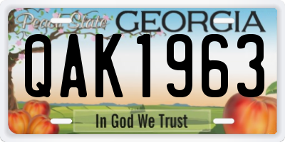 GA license plate QAK1963