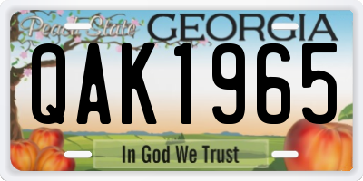 GA license plate QAK1965