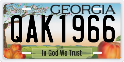 GA license plate QAK1966
