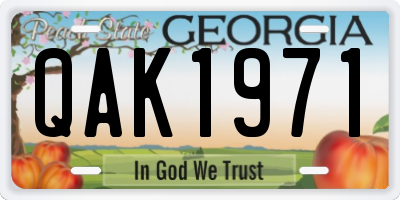 GA license plate QAK1971