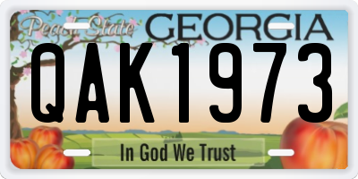 GA license plate QAK1973