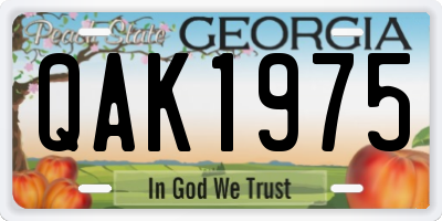 GA license plate QAK1975