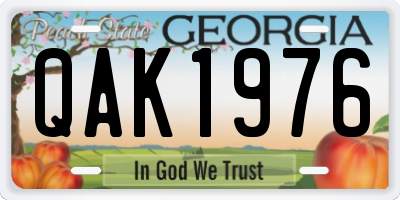 GA license plate QAK1976