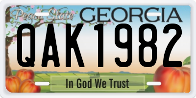 GA license plate QAK1982