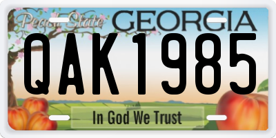GA license plate QAK1985