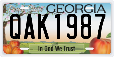 GA license plate QAK1987