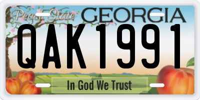 GA license plate QAK1991