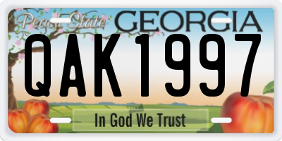 GA license plate QAK1997
