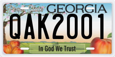 GA license plate QAK2001