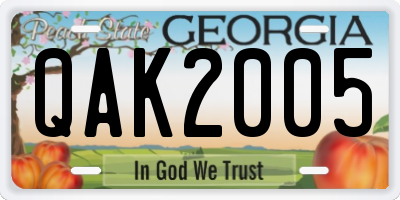 GA license plate QAK2005