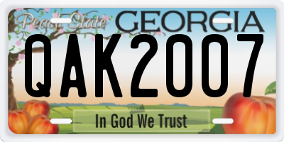 GA license plate QAK2007