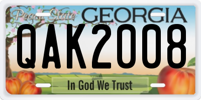 GA license plate QAK2008