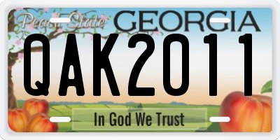 GA license plate QAK2011