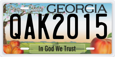 GA license plate QAK2015