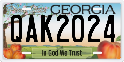 GA license plate QAK2024