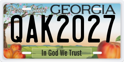 GA license plate QAK2027