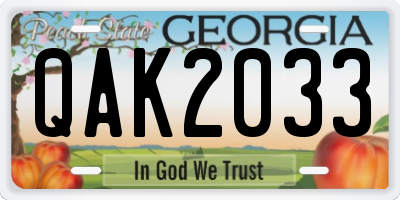 GA license plate QAK2033