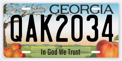 GA license plate QAK2034