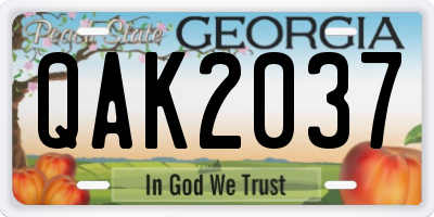 GA license plate QAK2037