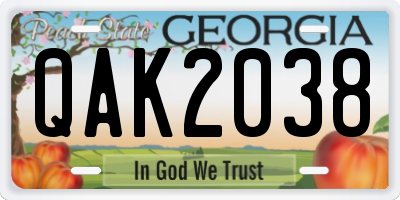 GA license plate QAK2038
