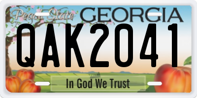 GA license plate QAK2041