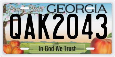 GA license plate QAK2043