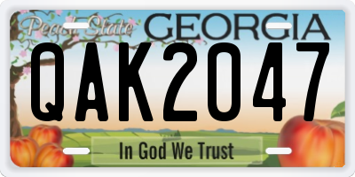 GA license plate QAK2047