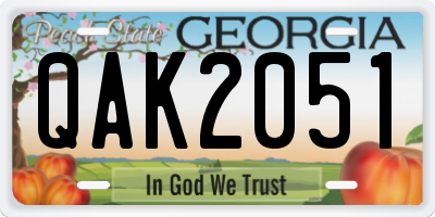 GA license plate QAK2051