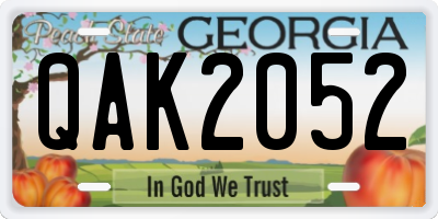 GA license plate QAK2052