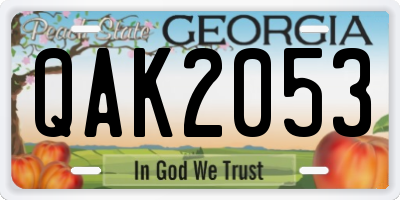 GA license plate QAK2053
