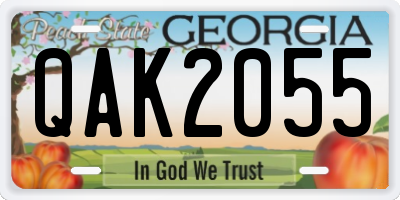 GA license plate QAK2055