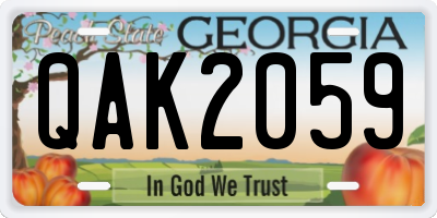 GA license plate QAK2059