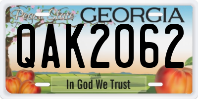 GA license plate QAK2062