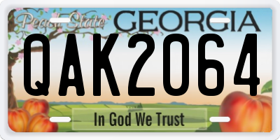 GA license plate QAK2064