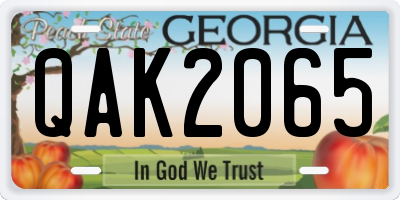 GA license plate QAK2065