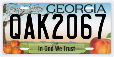 GA license plate QAK2067