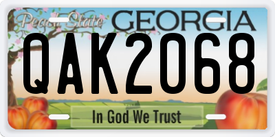 GA license plate QAK2068