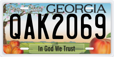 GA license plate QAK2069