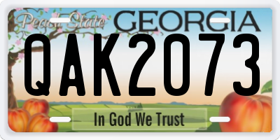 GA license plate QAK2073