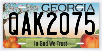 GA license plate QAK2075