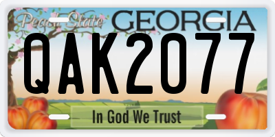 GA license plate QAK2077