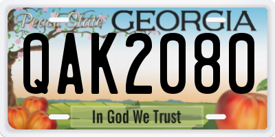 GA license plate QAK2080