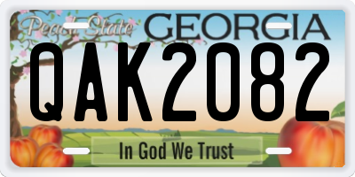 GA license plate QAK2082