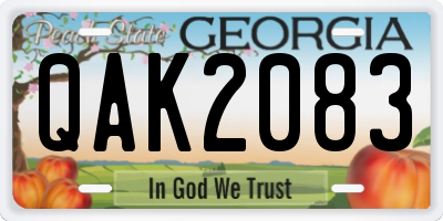 GA license plate QAK2083