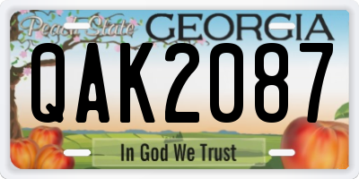 GA license plate QAK2087