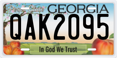 GA license plate QAK2095