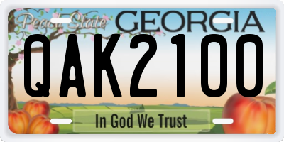 GA license plate QAK2100