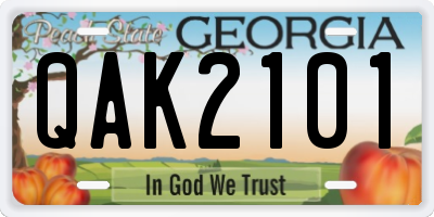 GA license plate QAK2101